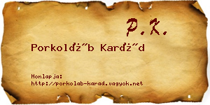 Porkoláb Karád névjegykártya